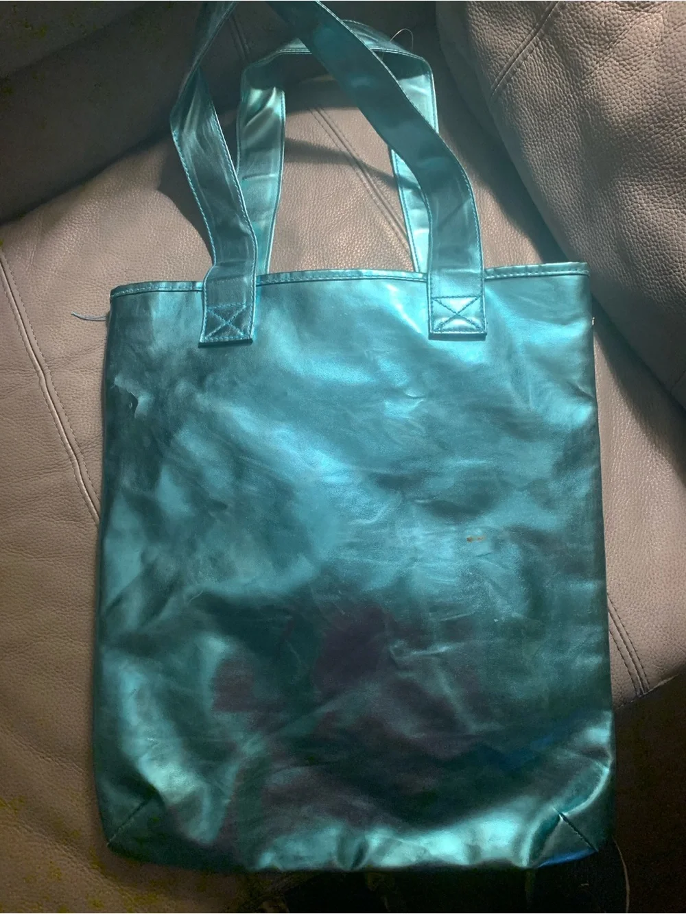 Justice bright blue blinged M tote!